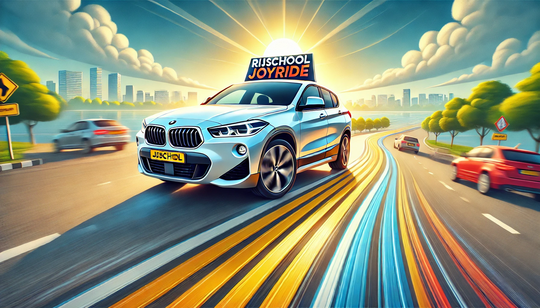 auto van de rijschoon in cartoon